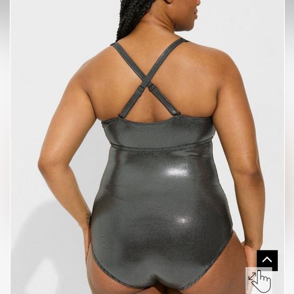 New!‎ Torrid sz 4 Wireless Foil Keyhole Plunge One Piece Bathing Swim Suit 4X - Picture 5 of 5